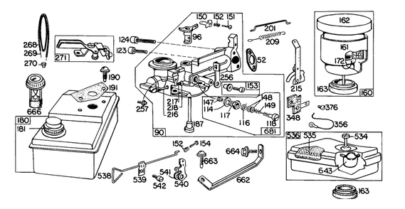 Carburetors,aircleaners,fuel Diagram and Parts List for 60500-0137-XX  Briggs and Stratton Engine